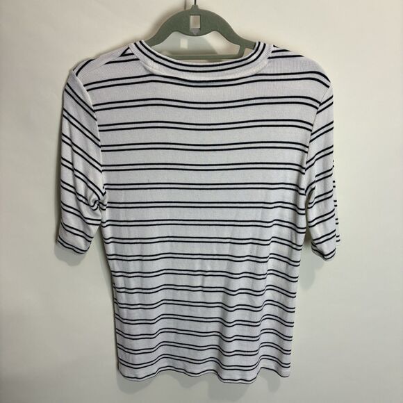 Summersalt The Softest Ribbed Elbow Sleeve Tee Top Black & White Stripe 1XL - Picture 6 of 9